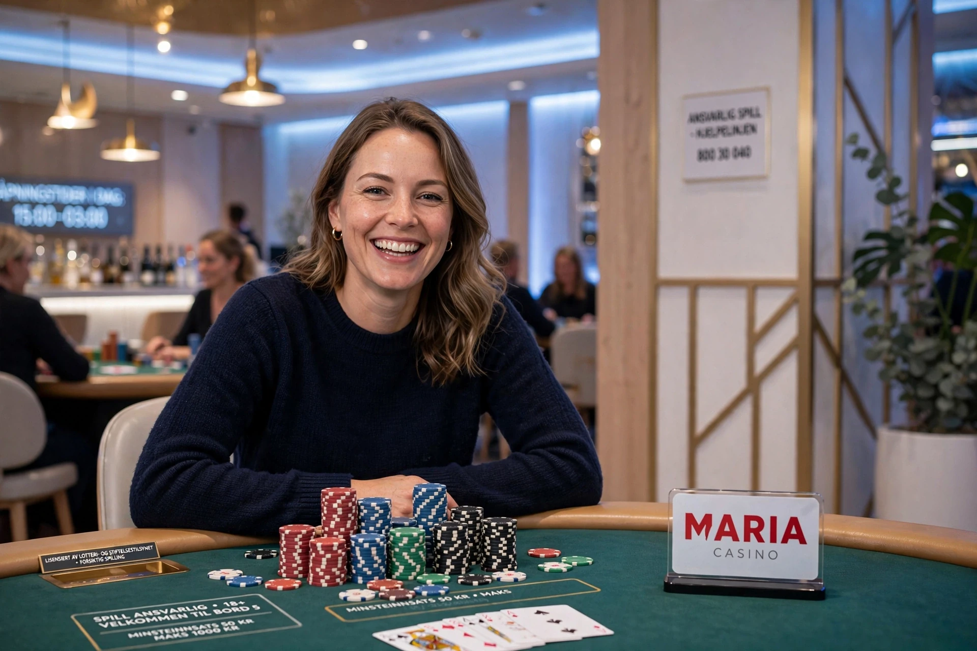 bonus i hendene til en mann på Maria Casino